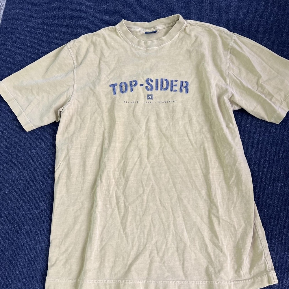 Sperry Top-Sider Shirt Mens Large Beige Graphic Tee Nautical Casual Cotton